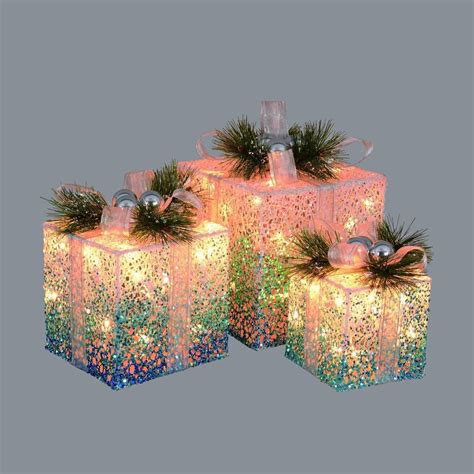 Outdoor Lighted Gift Boxes 